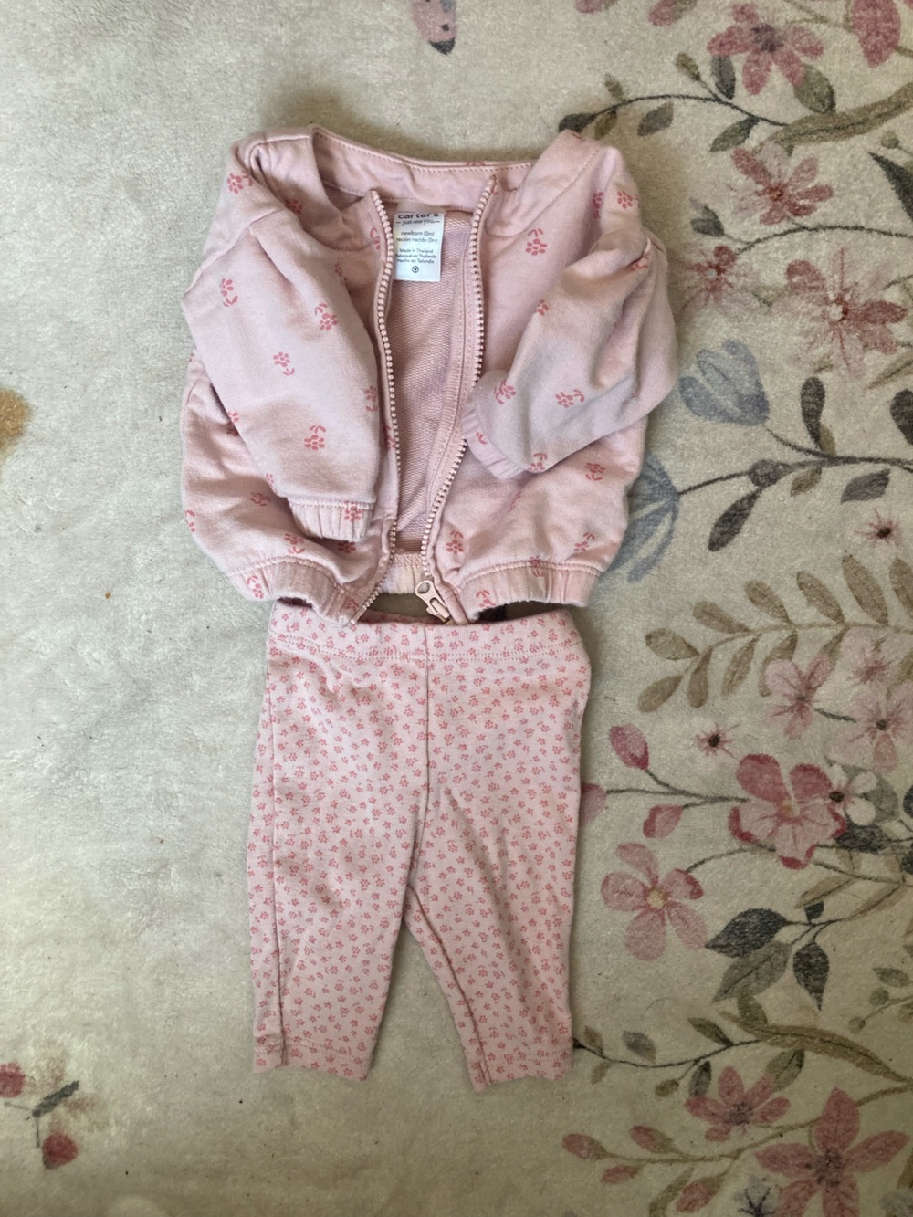 Carter's Light Pink Zippered Hoodie and Pants Set NWOT newborn